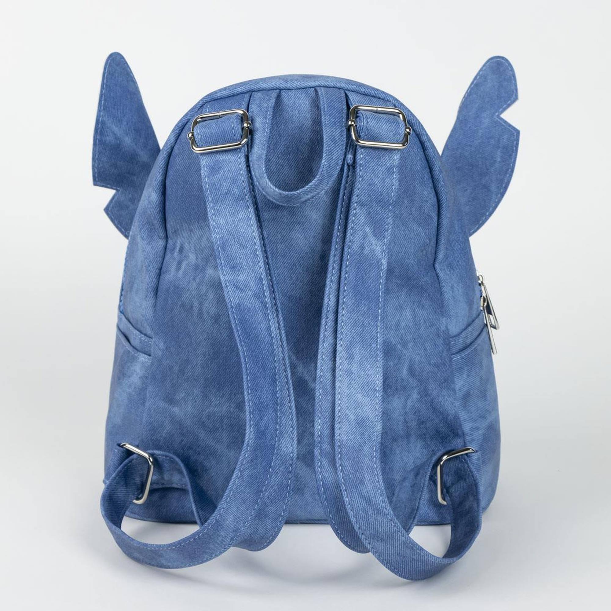 Mochila casual de stitch - color azul - 22.5x22.5x7.cm - fabricada en pu - estampado de stitch