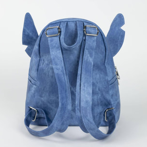 Mochila casual de stitch - color azul - 22.5x22.5x7.cm - fabricada en pu - estampado de stitch