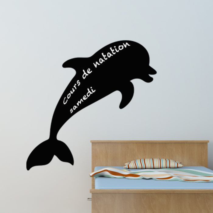 Sticker ardoise tableau noir - stickers muraux adhésif effaçable - SILHOUETTE DAUPHIN