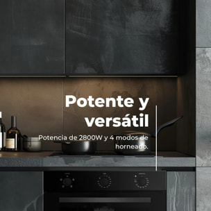 EVVO Horno integrable H10, 72L, clase A, 4 programas, grill, temporizador, mando selector, puerta triple cristal, inox.