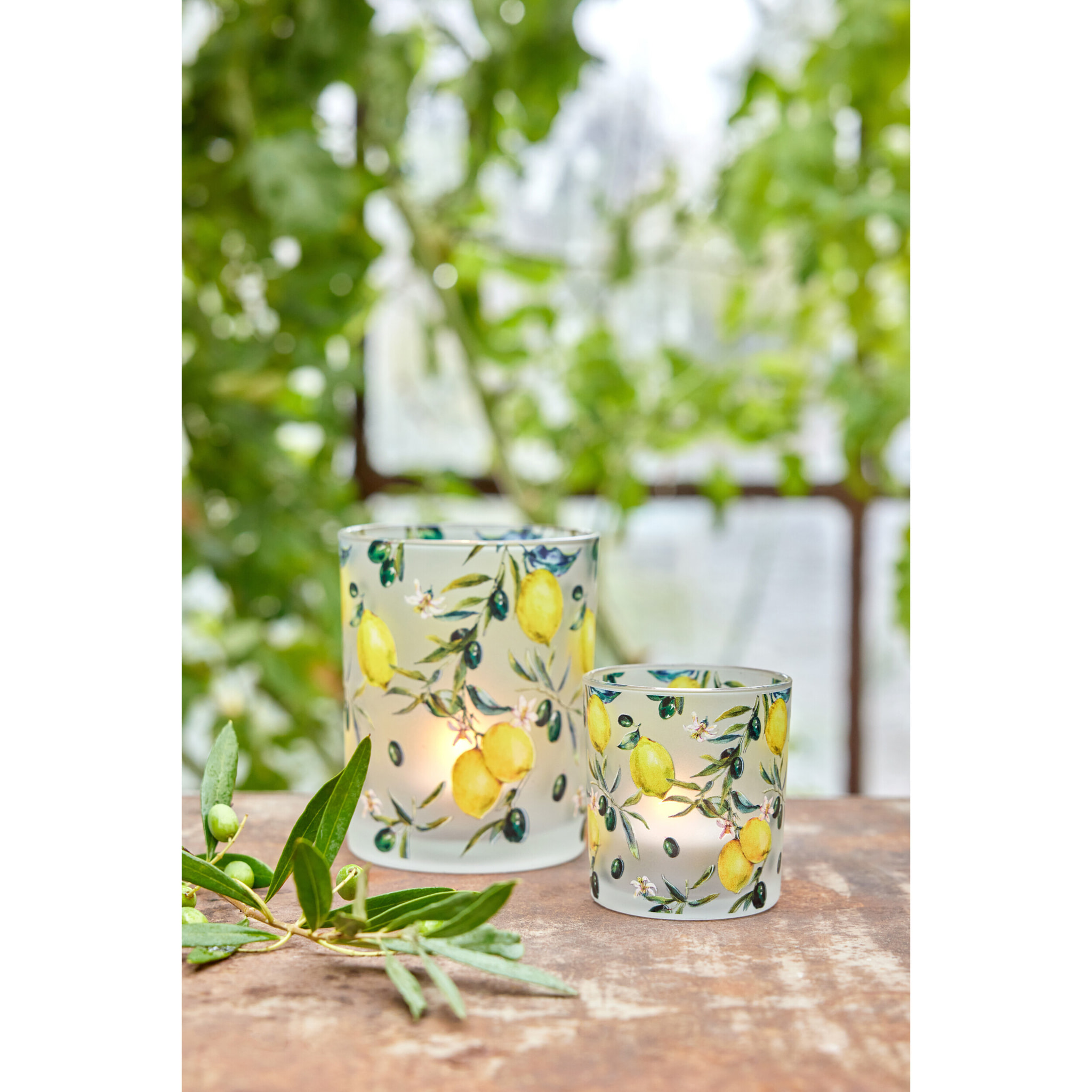 J-Line Photophore Citrons - verre - jaune/transparent - large