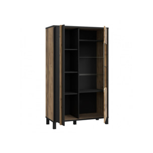 Vitrine H.158 cm en bois effet chêne et noir - YAL