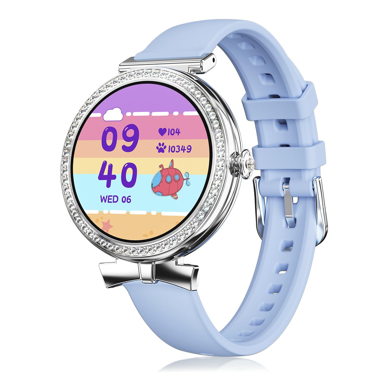 DAM Smartwatch QS01 compacto y elegante. Llamadas BT, notificaciones push. Monitor de salud, ciclos femeninos. Modos deportivos. 4,8x1,2x4,3 Cm. Color: Azul