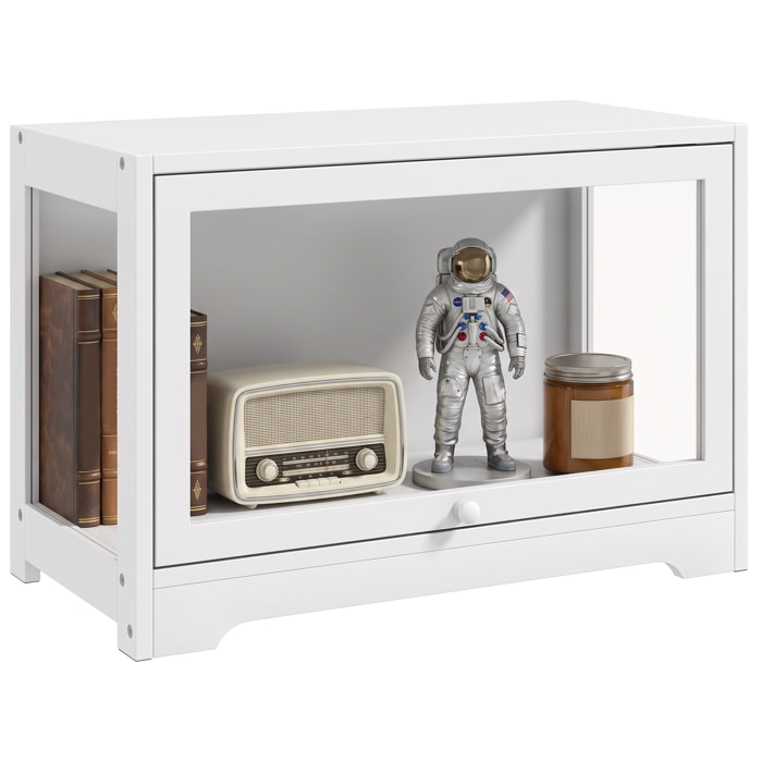 Vitrina Expositora para Colecciones, Vitrina con Puerta Abatible de Acrílico, Anti-vuelco, Armario Auxiliar para Perfumes, Figuras de Decoración, 59x30x40 cm, Blanco