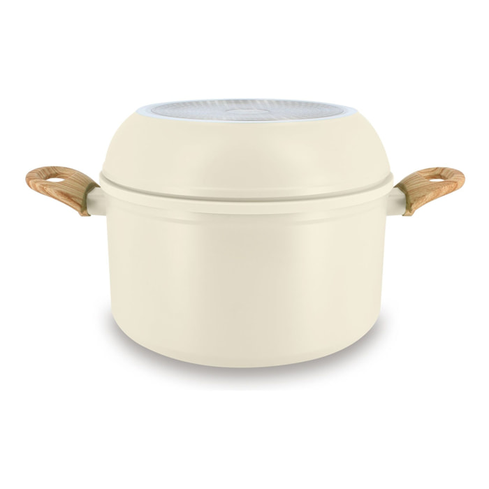 Batterie de cuisine amovible 8 pièces crème en aluminium recyclé COLORAMA