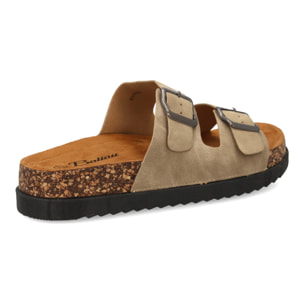 Sandalia mujer suela bio con doble hebilla.