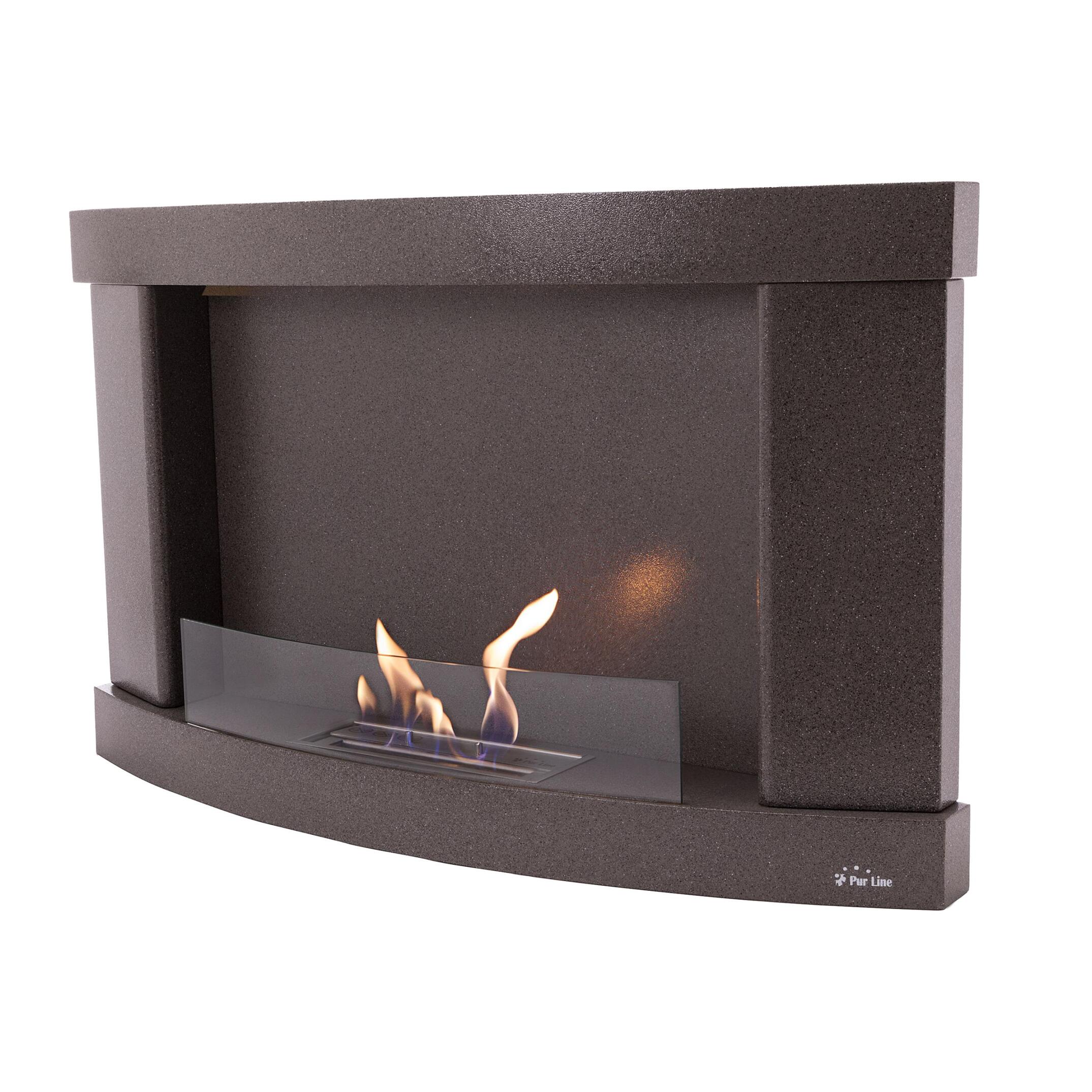 Cheminée à l'éthanol en acier noir et verre trempé