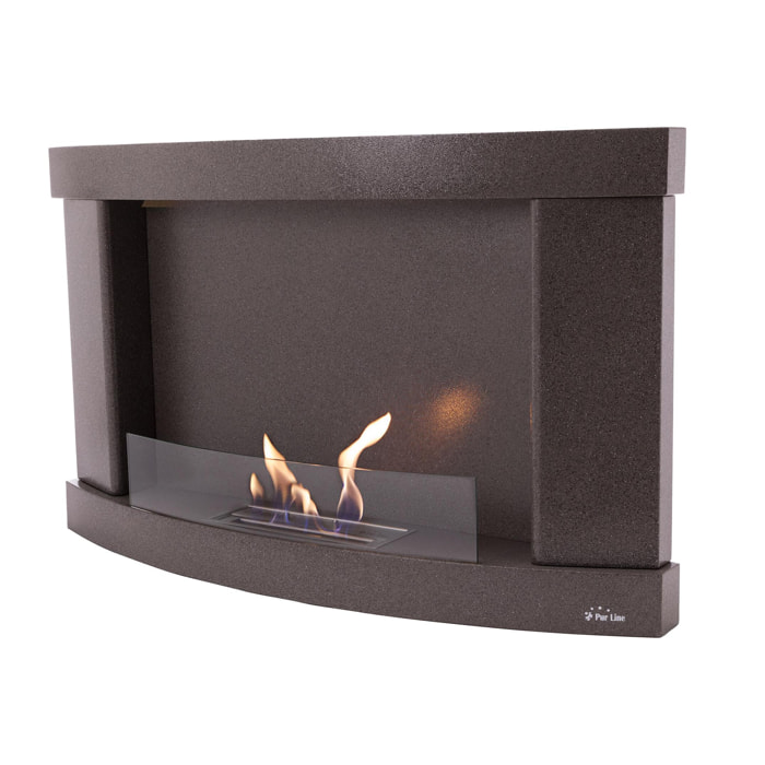 Cheminée à l'éthanol en acier noir et verre trempé