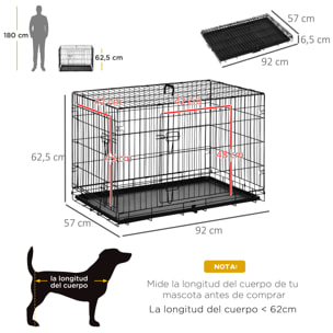 Transportin Jaula de Perro de Acero y ABS 91x61x67cm Negro