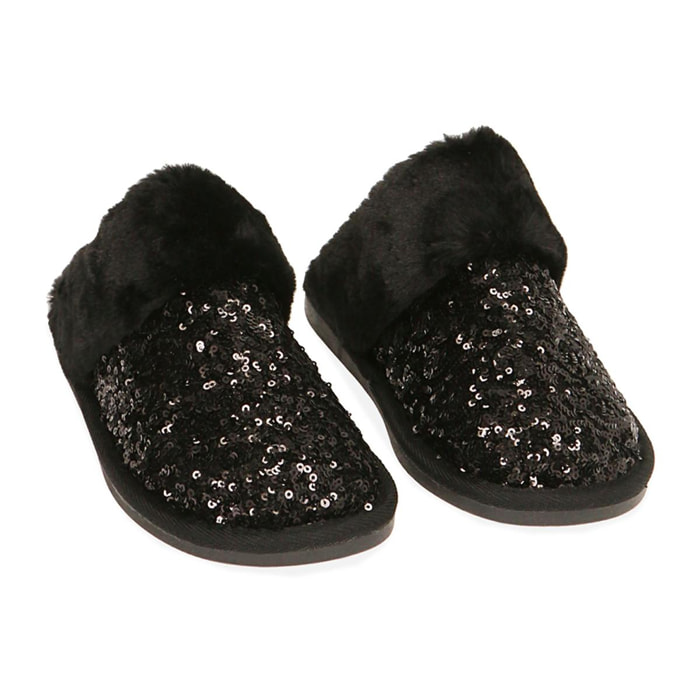 Pantofole nere in paillettes