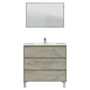 Mueble baño devin 3c 100cm color alaska con espejo, sin lavabo