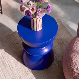 Table d'appoint ronde bleu roi en fibre d'argile effet béton D35 cm - Maupiti