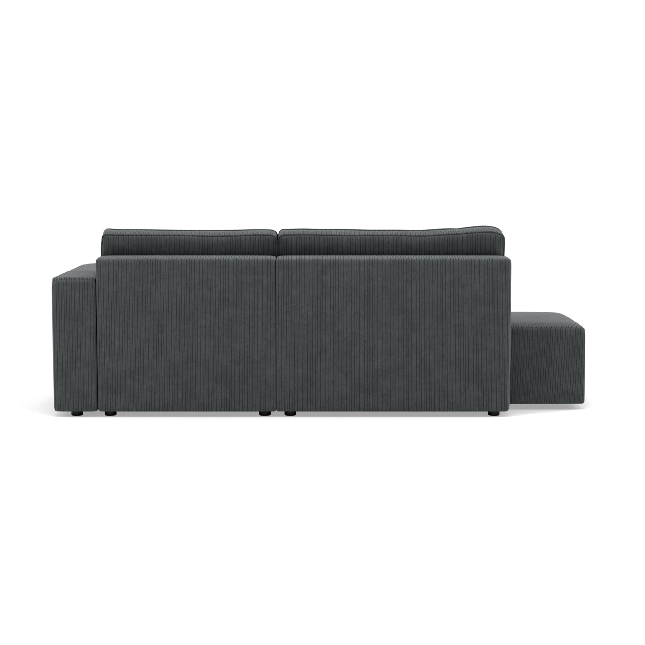 Topaze - canapé d'angle droit 4 places convertible avec coffre sans accoudoir en velours côtelé - Gris foncé
