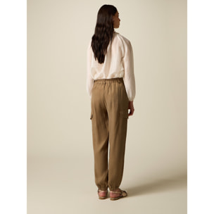 Oltre - Pantalones cargo de lyocell - Beige