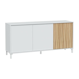 Credenza Woburn, Buffet da soggiorno a 3 ante, Madia moderna da salotto, 154x40h74 cm, Bianco