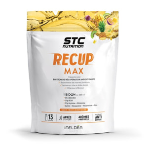 STC NUTRITION - Recup Max - Préparation pour boisson de récupération antioxydante - Goût Fruits Exotiques - Anti-Dopage - 13 bidons - 525 g