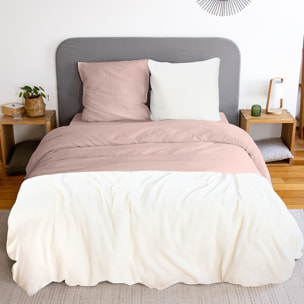 Parure housse de couette 3pcs en microfibre lavée unie - rose