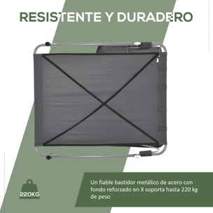 Tumbona Doble de Jardín con Toldo Ajustable Tumbona de Jardín Exterior con 2 Cojines para 2 Personas Tumbona de Piscina con 2 Ruedas 200x175x134 cm Gris