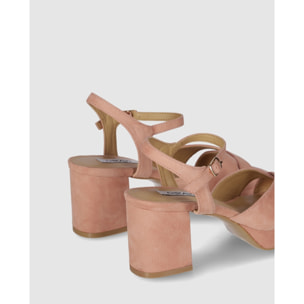 Sandalias de Tejido - Nude - Tacón: 8 cm