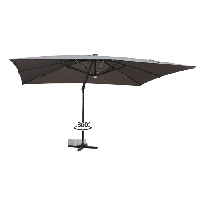 Parasol LED 3 x 4 m gris VALIANO