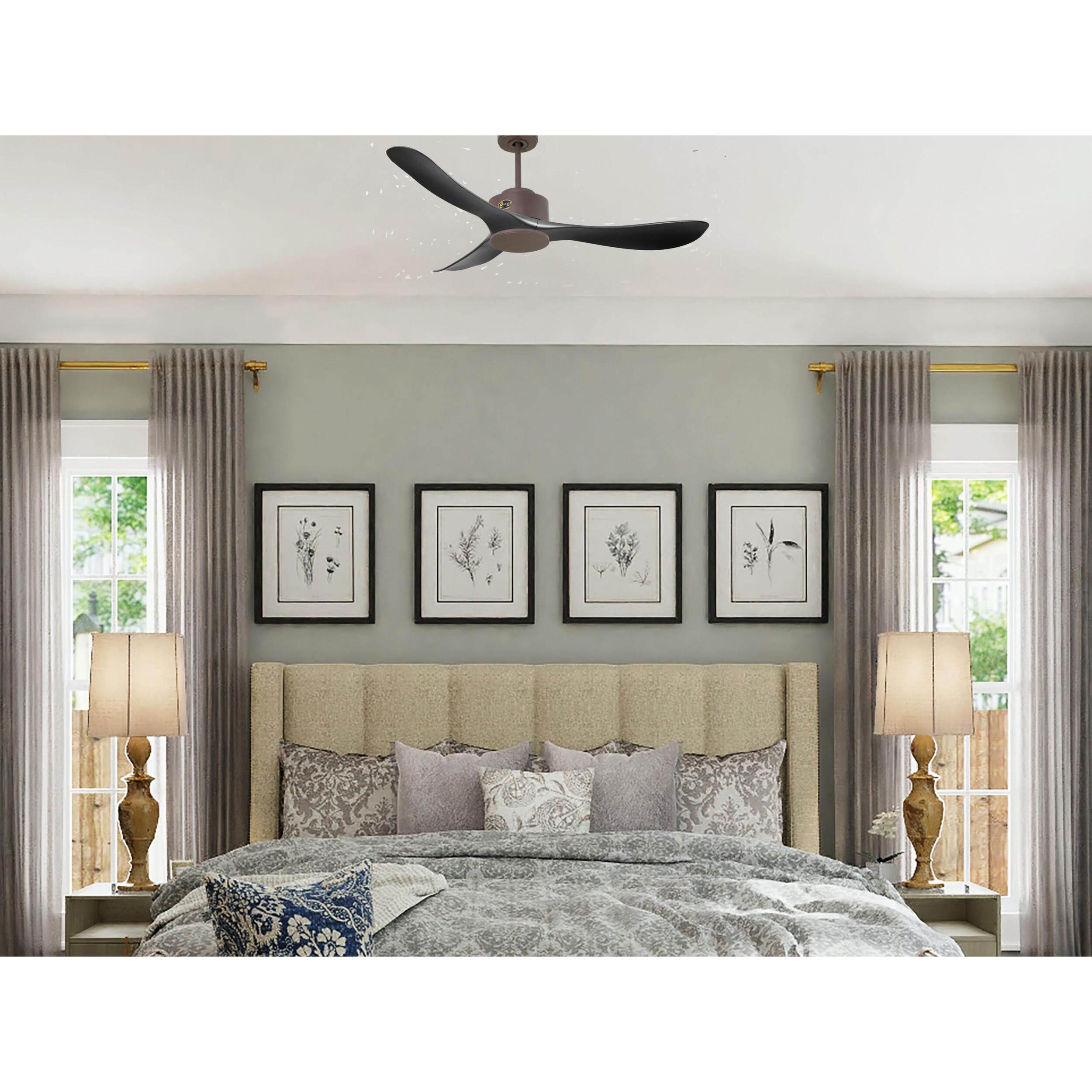 Ventilateur de plafond ø132 cm avec Wifi Réversible Hypersilence 40   W Chocolat