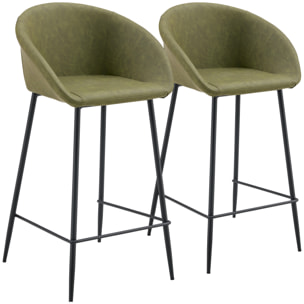 Lot de 2 tabourets de bar en simili vert ACHILLE