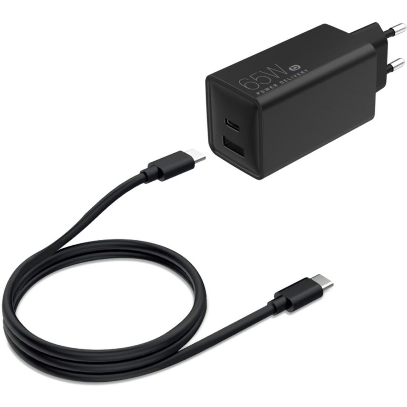 Chargeur ordinateur portable ESSENTIELB 65W USB-A + USB-C + cable USB-C 2M Noir