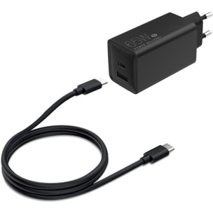 Chargeur ordinateur portable ESSENTIELB 65W USB-A + USB-C + cable USB-C 2M Noir