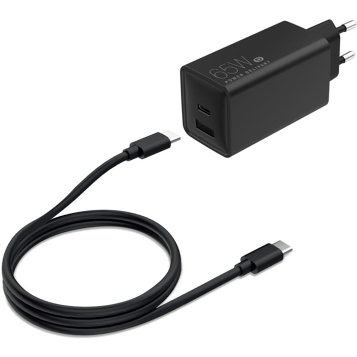Chargeur ordinateur portable ESSENTIELB 65W USB-A + USB-C + cable USB-C 2M Noir