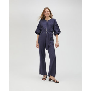 Tuta in denim con cerniera