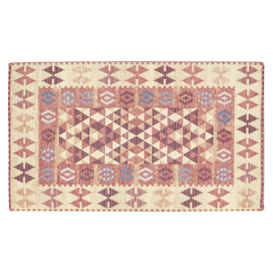 TAPPETO ARREDO DIS.KILIM COL.ROSA ANTICO 80X150 CM CON ANTISCIVOLO MADE IN ITALY