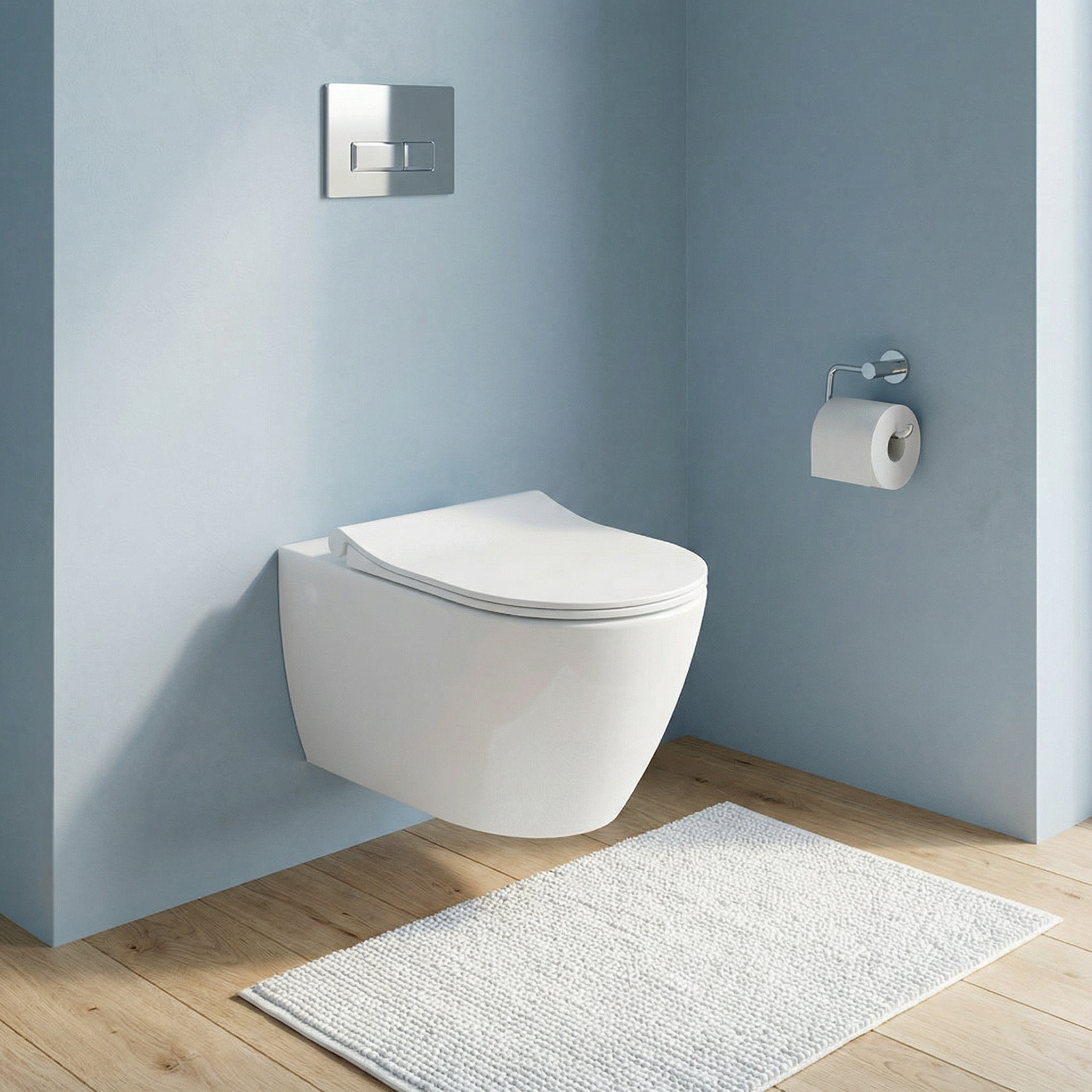 Bello Cuvette suspendue sans bride + Abattant frein de chute, Blanc (BelloRimless)