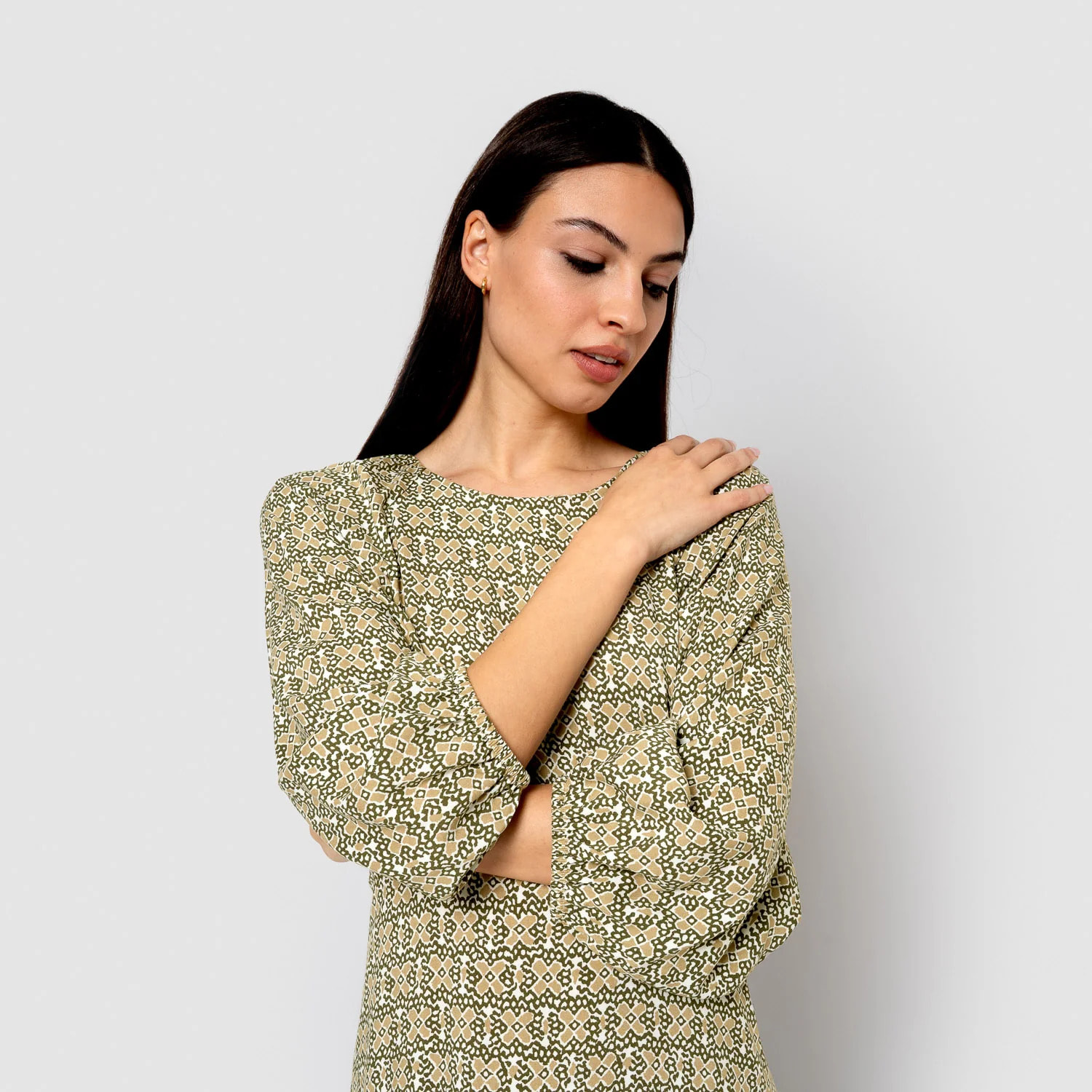 Vestido midi viscosa purnama verde cacería