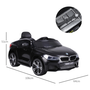 Voiture électrique enfants 6 V 3 Km/h max. effets sonores et lumineux télécommande incluse noir BMW 6 GT
