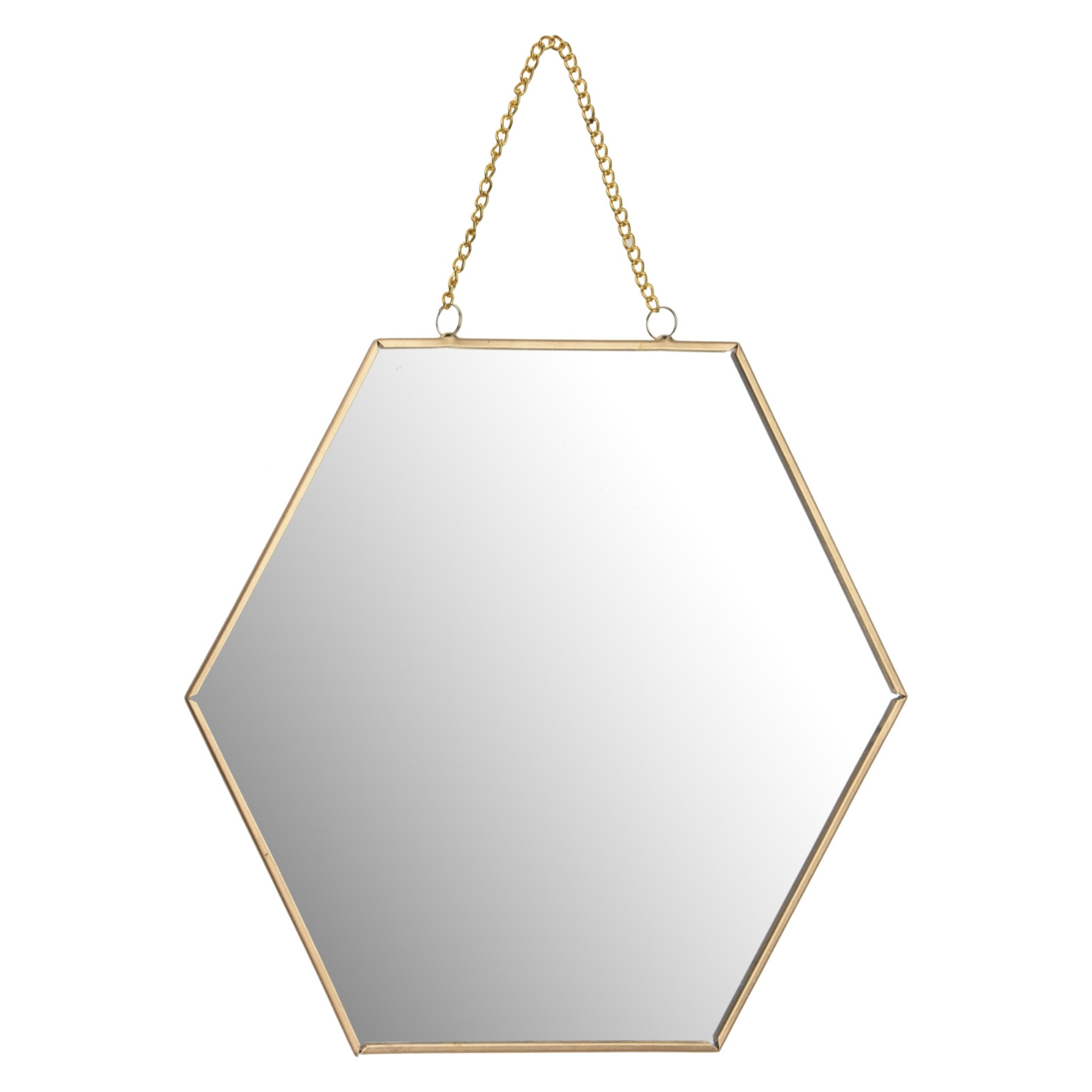 Espejo de pared en forma de panal, estructura metálica dorada 25cm, grosor 0,3cm