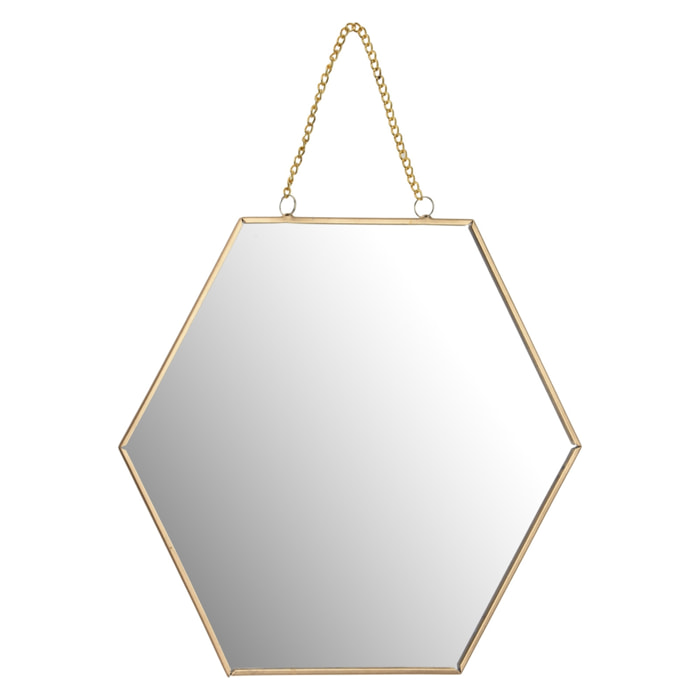 Espejo de pared en forma de panal, estructura metálica dorada 25cm, grosor 0,3cm