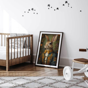 Affiche enfant mister lapin  Affiche sous cadre noir