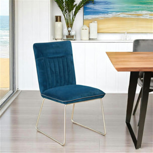Chaise moderne en velours bleu (lot de 2) OKA
