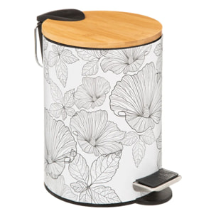 Poubelle soft close 3L "BlackFlora" noir et blanc