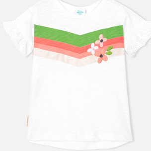 Camiseta niÃ±a, algodÃ³n flamÃ© estampada, manga corta