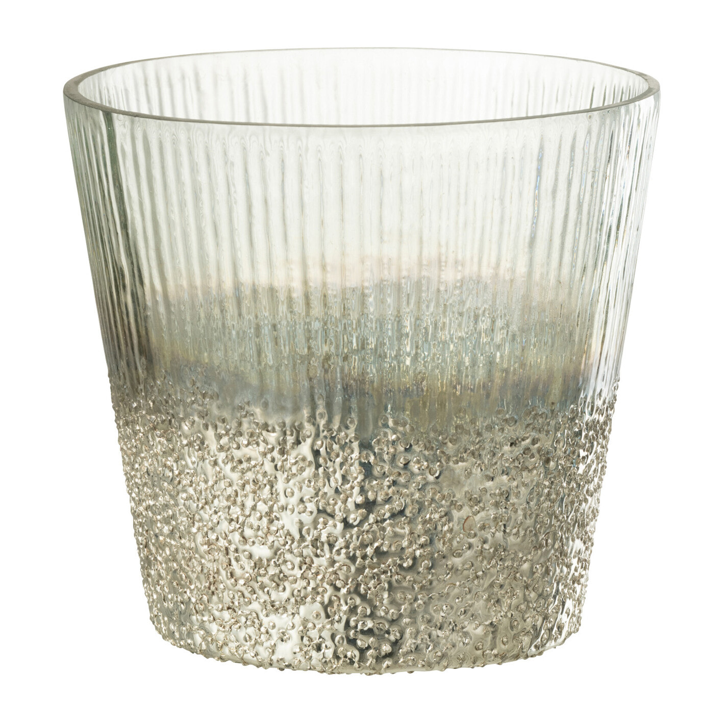 J-Line photophore Cotelé - verre - argent/transparent - large