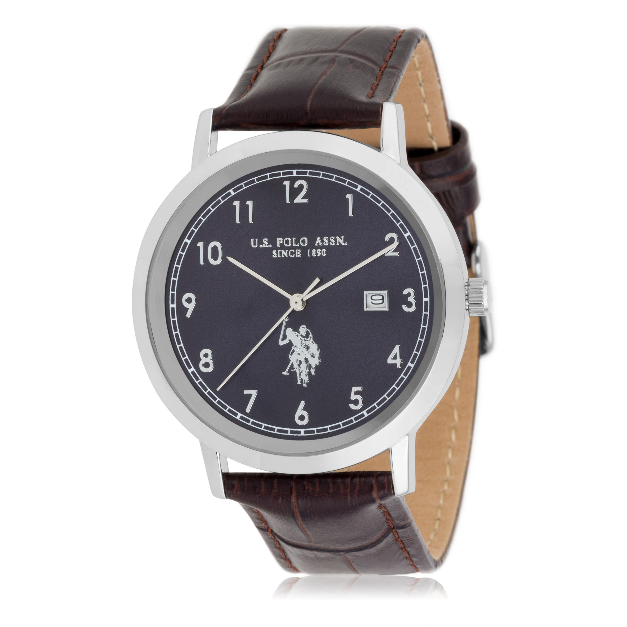 Orologio U.S. Polo Assn. in pelle marrone