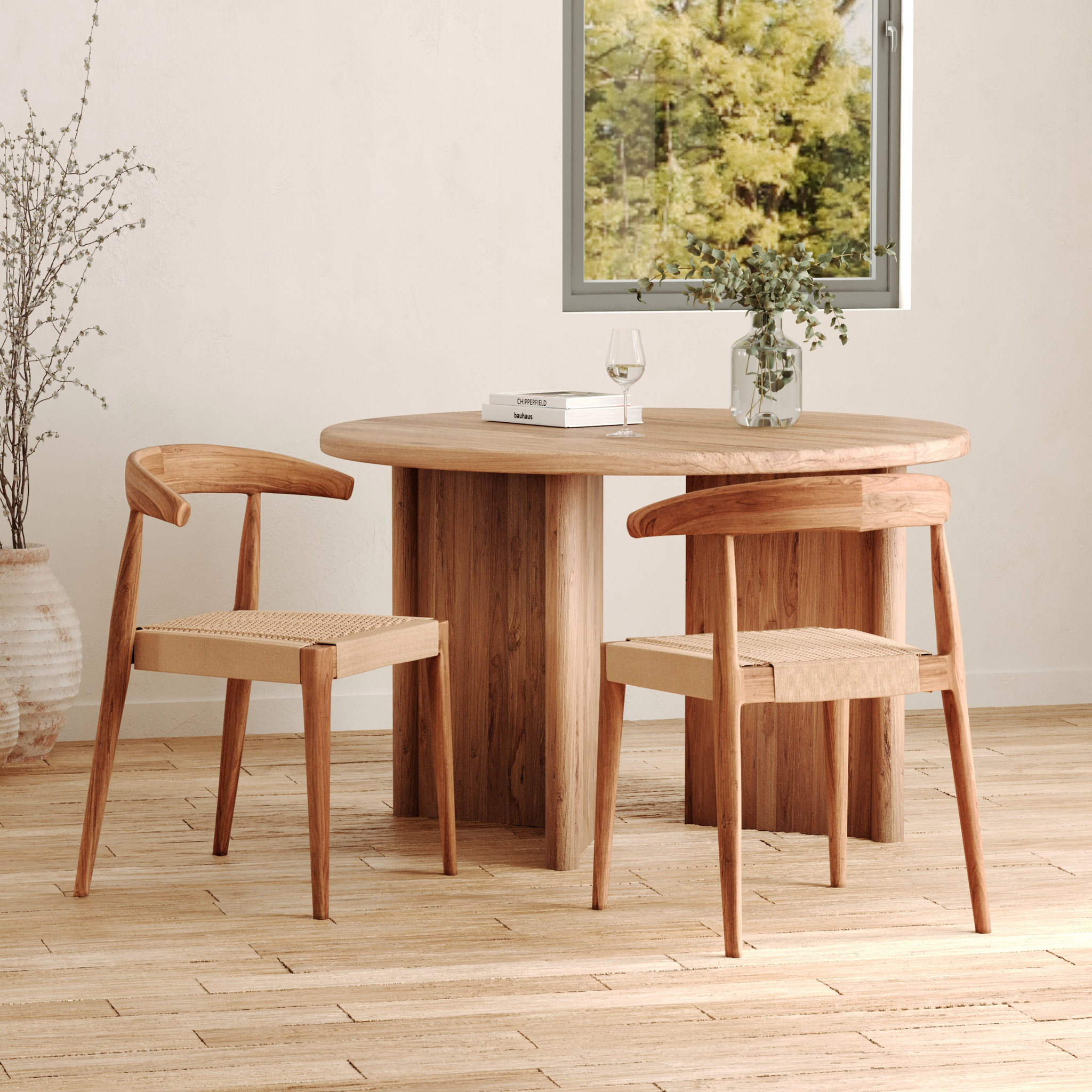 Lot de 2 chaises en bois de teck et cordage type loom - Alia