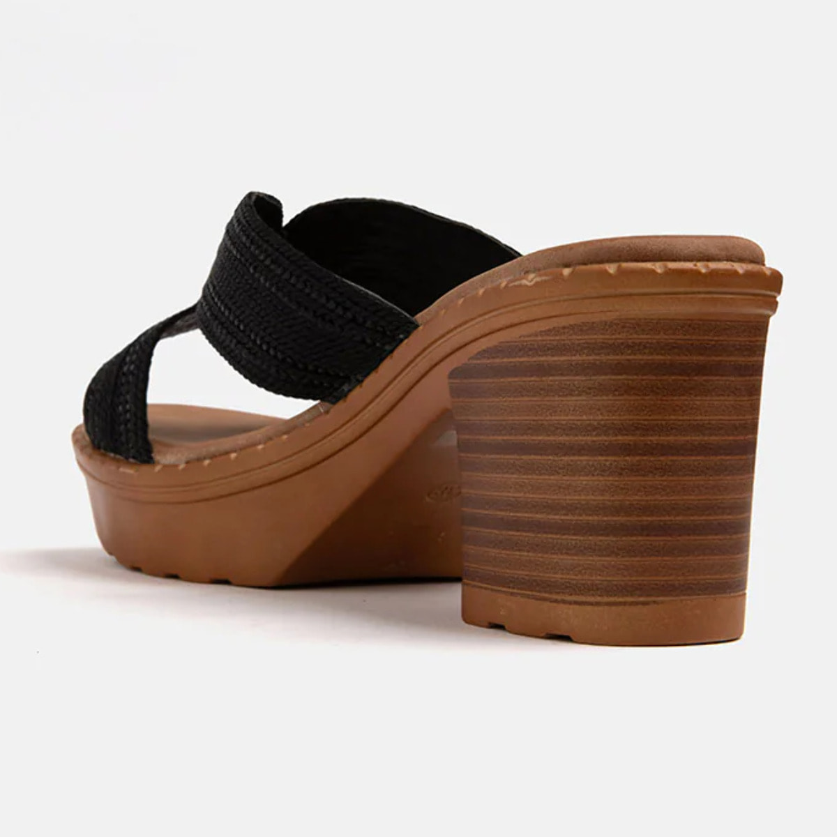 Zoccolo in legno con fascia in strass - NERO