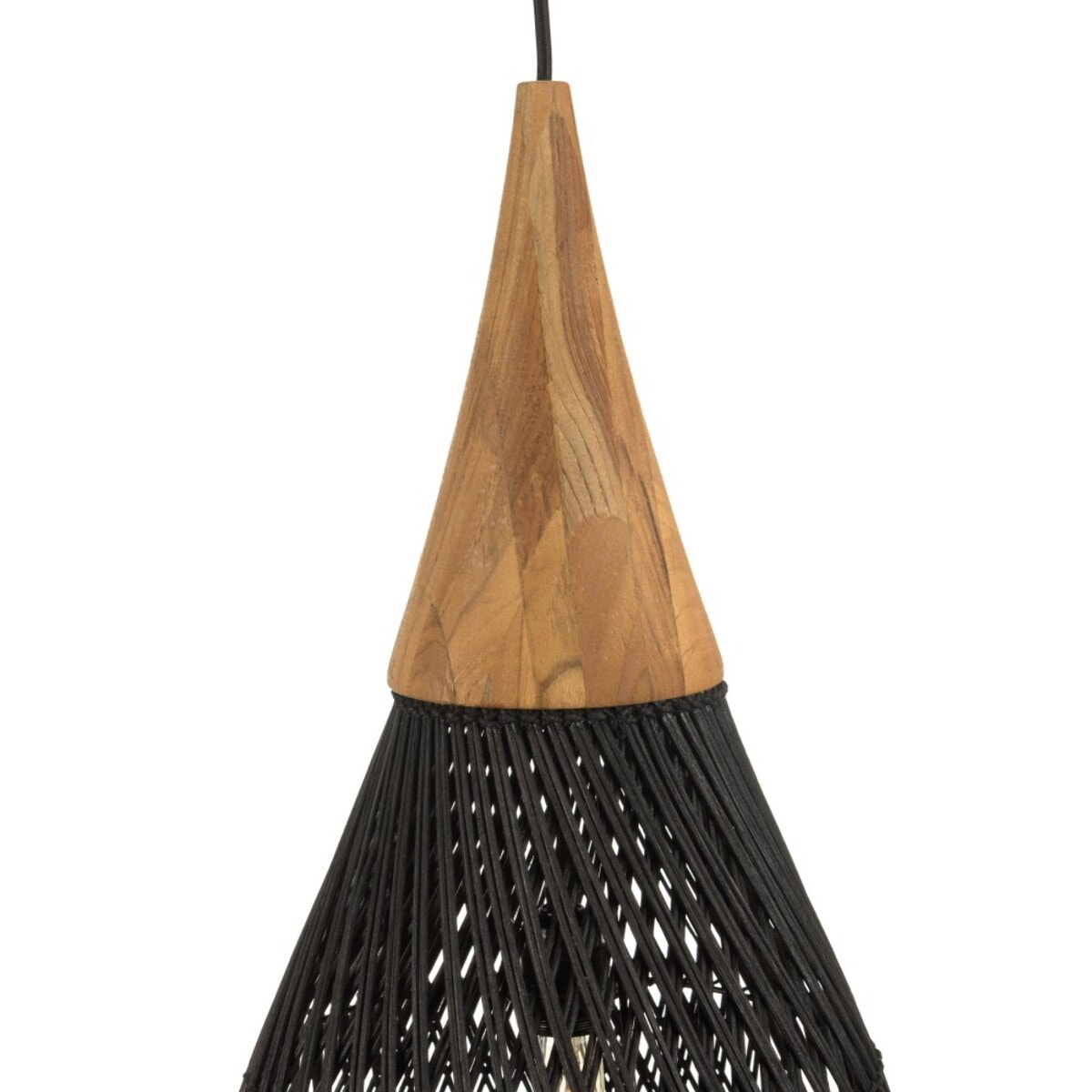 SIXTINE - Suspension 'goutte' 35x35cm en rotin couleur noire et teck