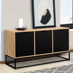 Buffet Manhattan 3 portes bois et noir L113cm