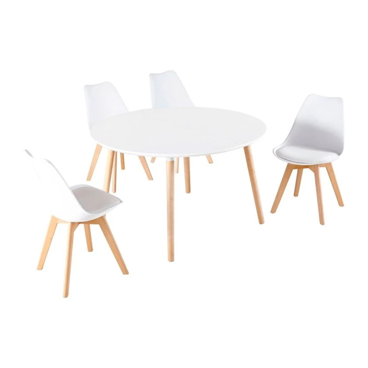 Mesa circular extensible Nordika Blanco - Madera de haya