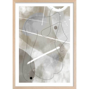 Affiche abstrait et soft line n°1 Affiche + cadre en bois - Chêne