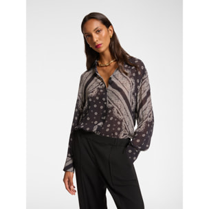Elena Mirò - Camicia dalla stampa foulard - Nero