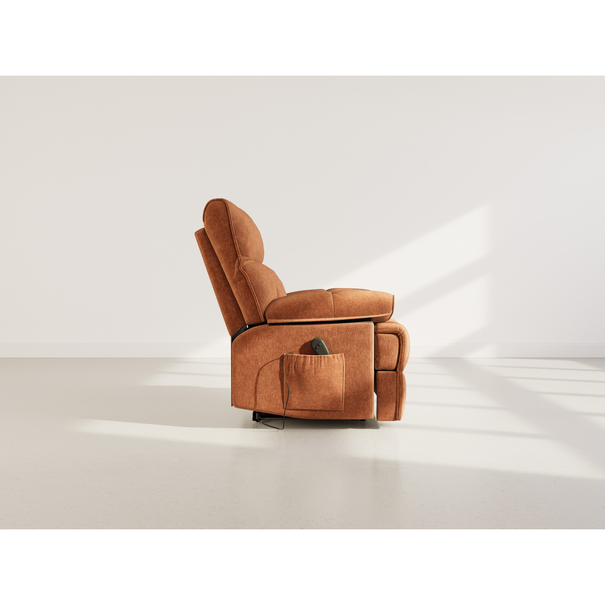 Chandler - Fauteuil relax électrique en velours texturé - Terracotta